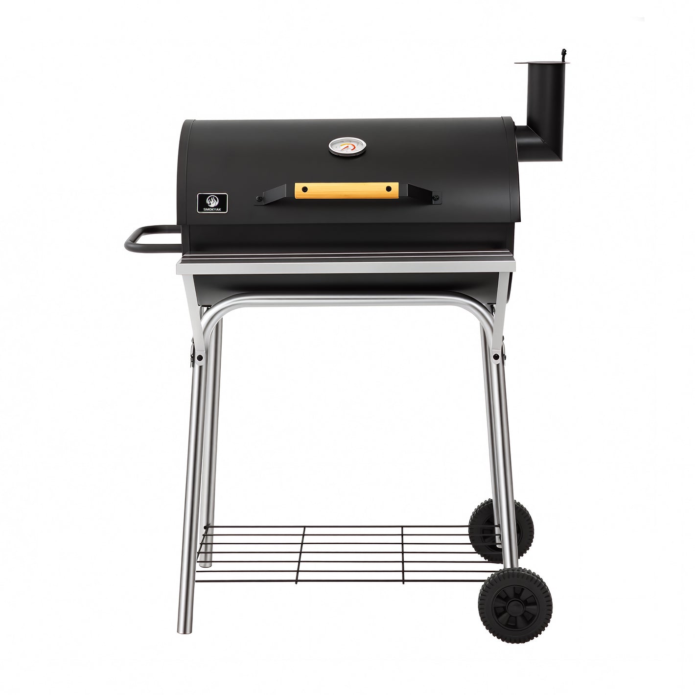 Charcoal Grill, 486 Sq. In. Barrel BBQ Smoker with Warming Rack, Adjustable Charcoal Pan, Front Table & Storage Shelf Is Perfect For Outdoor Grill for Backyard, Patio, Camping & Tailgating