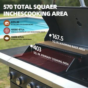 4 Bunners Propane Grill with Side Bunner 
